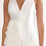 Elyria 3D Ruffle Halter Maxi Dress White