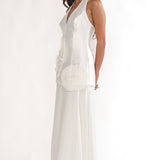 Elyria 3D Ruffle Halter Maxi Dress White