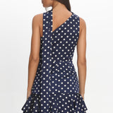 Truett One-Shoulder Sash Mini Dress Polka Dot Navy