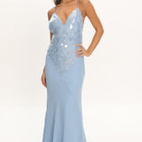 Meranda V-Neck Maxi Dress Sequin Blue