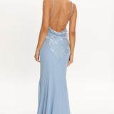 Meranda V-Neck Maxi Dress Sequin Blue