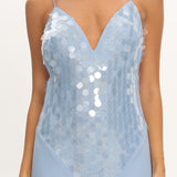 Meranda V-Neck Maxi Dress Sequin Blue