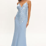 Meranda V-Neck Maxi Dress Sequin Blue