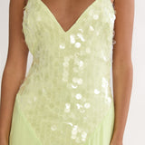 Meranda V-Neck Maxi Dress Sequin Yellow