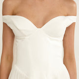 Quinnae Off-Shoulder Accordion Pleat Maxi Dress White