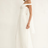 Quinnae Off-Shoulder Accordion Pleat Maxi Dress White