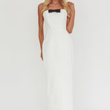 Cocktail Party Strapless Bow Bust Maxi Dress White
