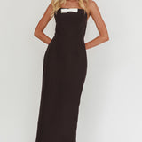 Cocktail Party Strapless Bow Bust Maxi Dress Black