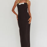 Cocktail Party Strapless Bow Bust Maxi Dress Black