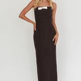 Cocktail Party Strapless Bow Bust Maxi Dress Black