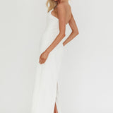 Cocktail Party Strapless Bow Bust Maxi Dress White