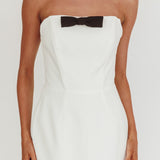 Cocktail Party Strapless Bow Bust Maxi Dress White