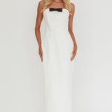 Cocktail Party Strapless Bow Bust Maxi Dress White