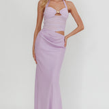Sandy Shell Buckle Halter Maxi Dress Lilac
