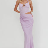 Sandy Shell Buckle Halter Maxi Dress Lilac