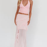 Zima Gold Accent Surplice Neckline Halter Top Pink