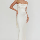 Navi Strapless Laced Back Maxi Dress Oyster