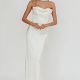 Navi Strapless Laced Back Maxi Dress Oyster