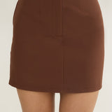 Arlina Gold Button Mini Skirt Chocolate