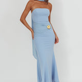 Jeramia Strapless Brooch Maxi Dress Blue