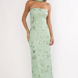 Jeremia Strapless Maxi Dress Sequin Mint