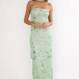 Jeremia Strapless Maxi Dress Sequin Mint