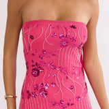 Jeremia Strapless Maxi Dress Sequin Plum