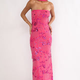 Jeremia Strapless Maxi Dress Sequin Plum