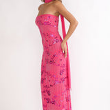 Jeremia Strapless Maxi Dress Sequin Plum