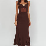 Such A Libra Sheer Bodice Maxi Dress Chocolate