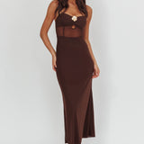Such A Libra Sheer Bodice Maxi Dress Chocolate
