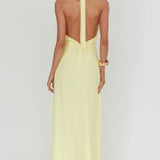 Enticing Halterneck Frill Maxi Dress Yellow