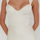 Baylin Layered Mermaid Hem Maxi Dress Cream