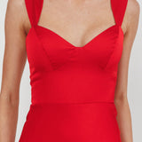 Baylin Layered Mermaid Hem Maxi Dress Red