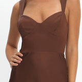 Baylin Layered Mermaid Hem Maxi Dress Coffee