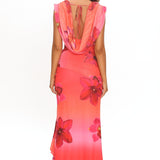 Virgo Season Draped Shoulder Maxi Dress Orchid Pink