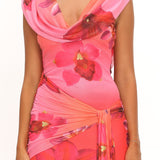 Virgo Season Draped Shoulder Maxi Dress Orchid Pink
