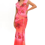 Virgo Season Draped Shoulder Maxi Dress Orchid Pink