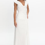 Fermi Draped Shoulder Maxi Dress Off White
