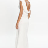 Fermi Draped Shoulder Maxi Dress Off White