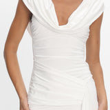 Fermi Draped Shoulder Maxi Dress Off White