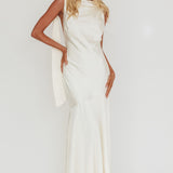 Second Glances Cowl Neck Backless Maxi Dress Cream