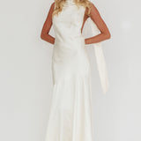 Second Glances Cowl Neck Backless Maxi Dress Cream