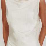 Second Glances Cowl Neck Backless Maxi Dress Cream