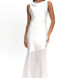 Second Glances Cowl Neck Backless Maxi Dress Oyster