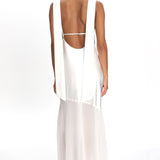 Second Glances Cowl Neck Backless Maxi Dress Oyster