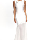 Second Glances Cowl Neck Backless Maxi Dress Oyster