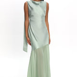 Second Glances Cowl Neck Backless Maxi Dress Sage