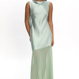 Second Glances Cowl Neck Backless Maxi Dress Sage