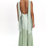 Second Glances Cowl Neck Backless Maxi Dress Sage
